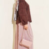 Leaf Embroidered Pearled Shirt Brown - Image 3