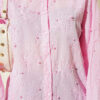 Leaf Embroidered Pearled Shirt Pink - Image 4