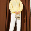 Leaf Embroidered Pearled Shirt Yellow - immagine 2