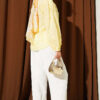 Leaf Embroidered Pearled Shirt Yellow - immagine 3