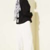 Leaf Embroidered Pearled Shirt Black - immagine 3