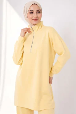 Alternative view of Half-Zip Loisha Tunic Two-Piece Set Yellow