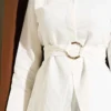 Half Hidden Buttoned Tied Tunic Ecru - Imagen 4
