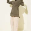 Half Hidden Buttoned Tied Tunic Khaki - Imagen 2