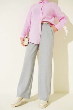 Vista alternativa de Half Waist Elastic Palazzo Pants Grey