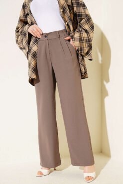 Half Waist Elastic Palazzo Pants Mink
