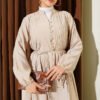 Half Brit Buttoned Ribbed Dress Beige - Imagen 2
