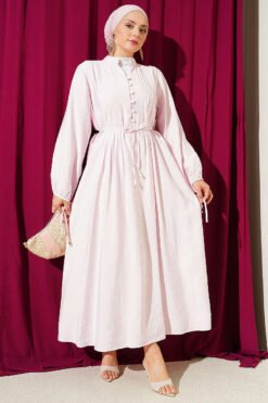 Half Brit Buttoned Ribbed Dress Pink