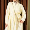 Half Brit Buttoned Ribbed Dress Yellow - immagine 2