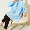 Half Buttoned Tied Tunic Blue - immagine 2