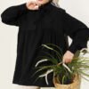 Half Buttoned Tied Tunic Black