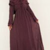 Half Button Ruffled Dress Plum