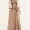 Half Button Ruffled Dress Mink - Image 3