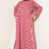 Half Buttoned Side Slit Striped Long Shirt Burgundy