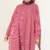 Half Buttoned Side Slit Striped Long Shirt Burgundy – Bild 2