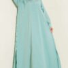 Half Button Side Slit Long Shirt Mint