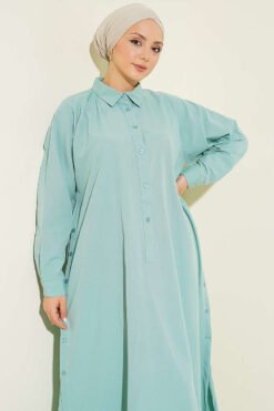 Alternative Ansicht von Half Button Side Slit Long Shirt Mint