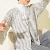 Striped Tied Kimono Black
