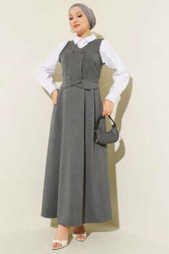 Vest-Style Buttoned Dress