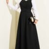 Vest-Style Buttoned Dress Black