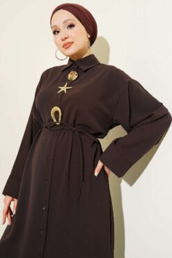 Alternative view of Star Gold Brooch Double Set Brown