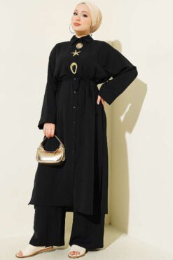Star Gold Brooch Double Set Black