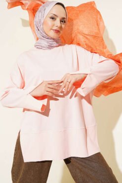 Basic Tunic with Slit Detail Powder Pink