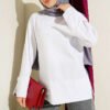 Split Detail Wide Sleeve Tunic White groothandel tunic - Hicabistan Turkije fabriek
