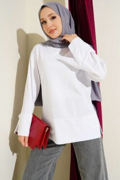 Split Detail Wide Sleeve Tunic White