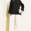 Split Detail Wide Sleeve Tunic Black wholesale tunic view 2 - Hicabistan Turkey factory