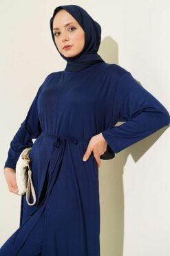 Alternative Ansicht von Long Tunic Set with Split Detail and Belted Cord Navy Blue