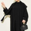 Split Detail Shawl Modal Three-Piece Set Black - immagine 2