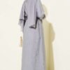 ⁦Long Tunic Set with Slit and Floral Accessory Grey⁩ - الصورة ⁦3⁩