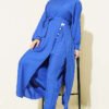 Long Tunic Set with Slit and Floral Accessory