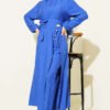 Long Tunic Set with Slit and Floral Accessory – Image 2