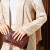 Directional Pattern Shawl Collar Jacquard Two-Piece Set Beige – Image 4