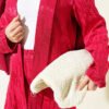 Directional Pattern Shawl Collar Jacquard Two-Piece Set Burgundy – Image 4