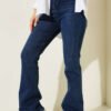 High Waist Flared Trousers Navy Blue