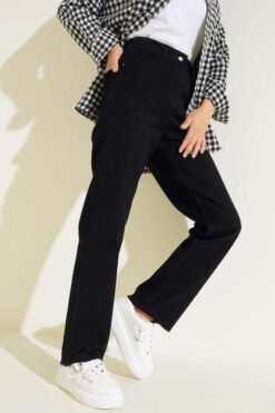 High Waist Denim Pants Black
