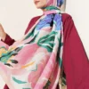 Lily Floral Bamboo Crinkle Shawl Camel - Imagen 2