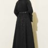 ⁦Ruffled Cuff Pleated Dress with Chain Belt Black⁩ - الصورة ⁦3⁩