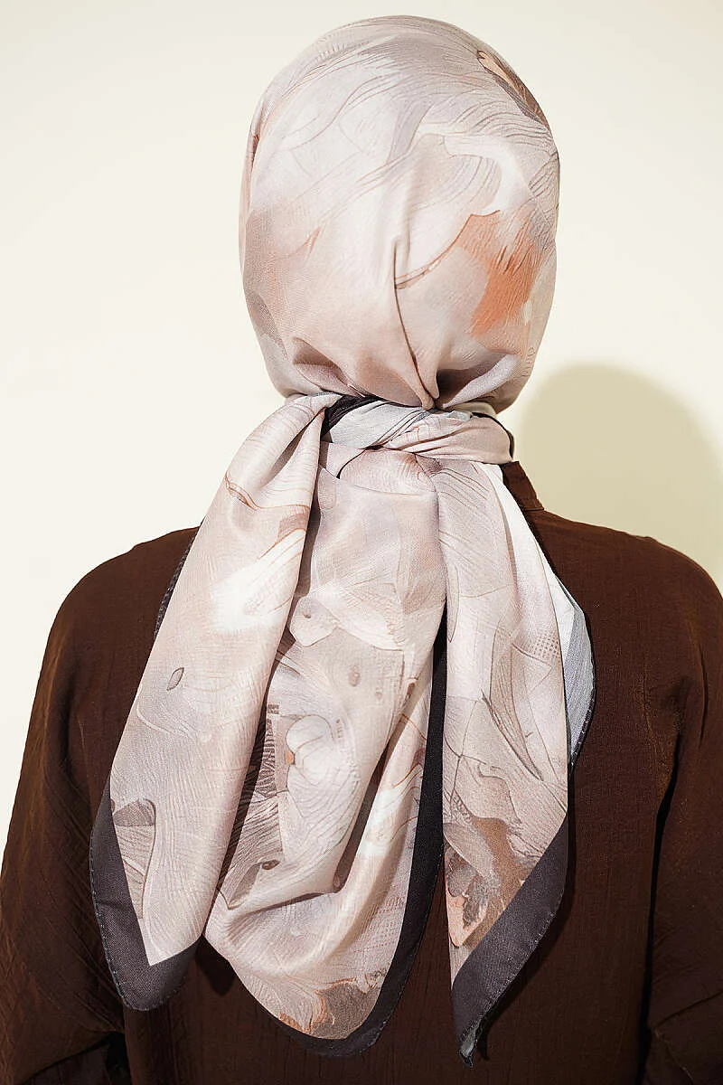 120 cm Pastel Floral Scarf Dark Brown - immagine 3