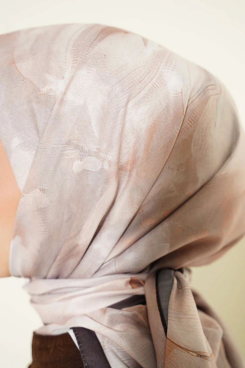 120 cm Pastel Floral Scarf Dark Brown - immagine 4