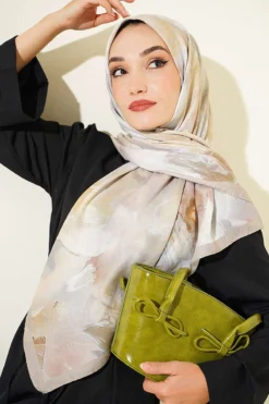 Alternative view of 120 cm Pastel Floral Scarf Beige