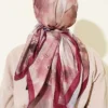 120 cm Pastel Floral Scarf Burgundy – Image 2