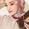 120 cm Pastel Floral Scarf Burgundy – Image 4