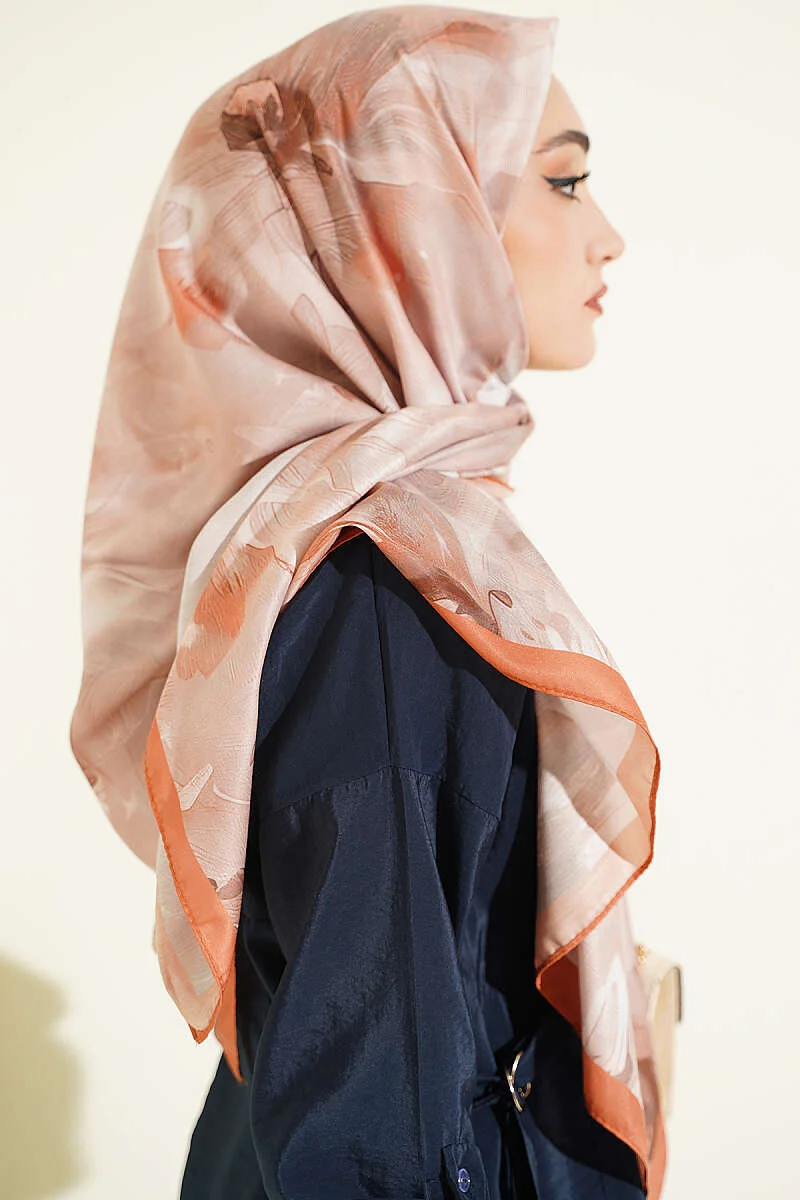 120 cm Pastel Floral Scarf Camel - immagine 3