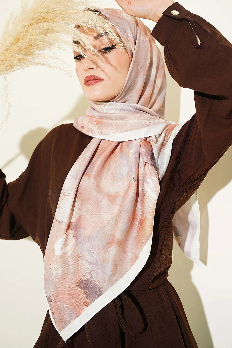 120 cm Pastel Floral Scarf Stone