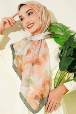 Alternative view of 120 cm Pastel Floral Scarf Emerald