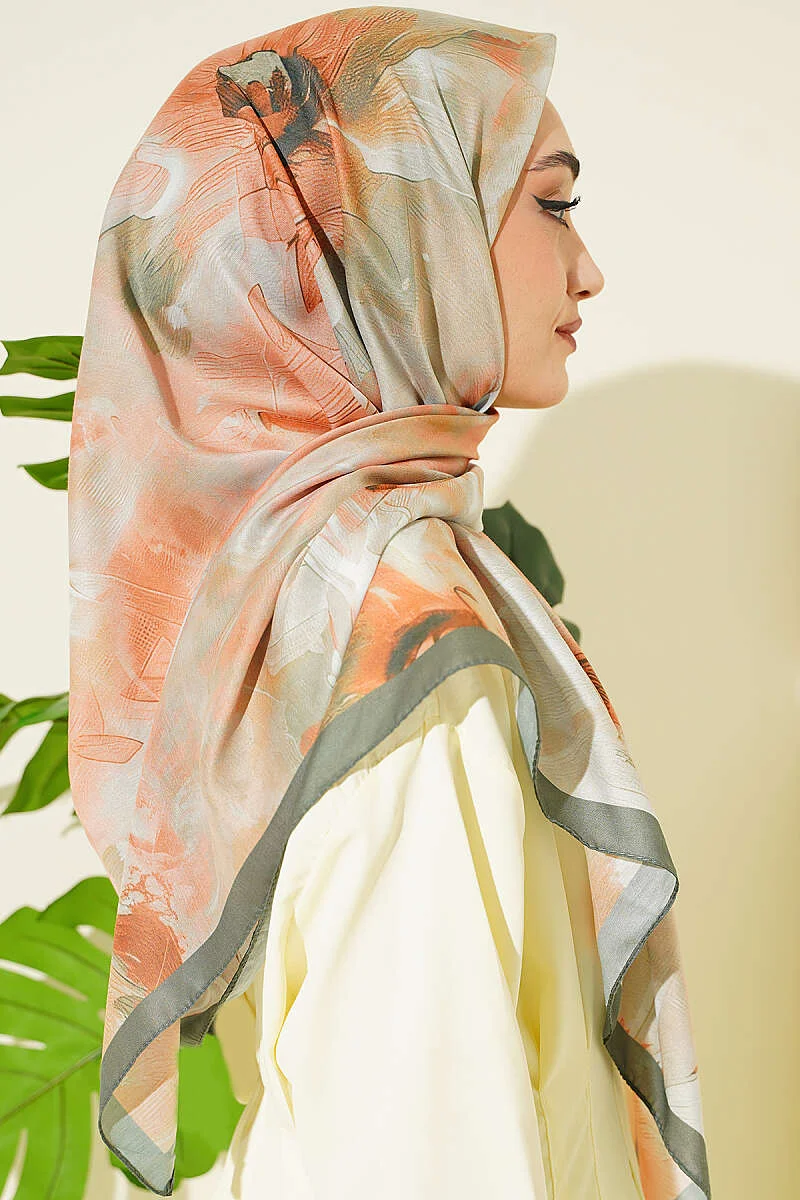 120 cm Pastel Floral Scarf Emerald - Image 3
